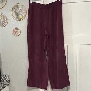 MARINE LAYER RE-SPUN ALLISON PULL ON WIDE LEG TROUSER PANTS MERLOT TENCEL LARGE